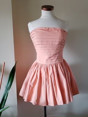 Band Of The Free NWT Strapless Pleated Mini Dress - Coral Reef  With Pockets S